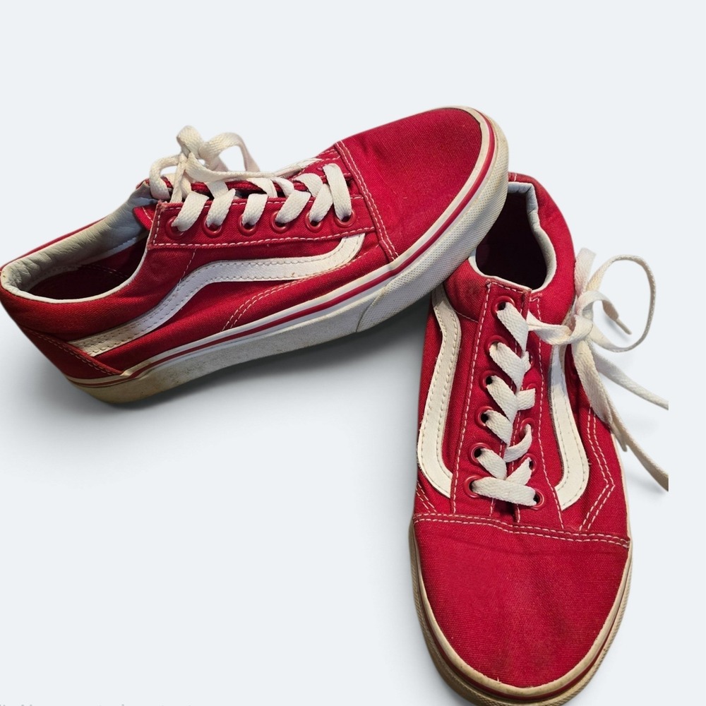 Vans Old Skool Red Canvas Low Top Skate Shoes Mens 4.5 / Womens 6